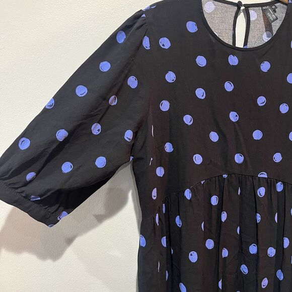 Nobody's Child Maternity Dress UK 12 US 8 Rachel Puff Sleeve Midi Blue Dot - Picture 6 of 8